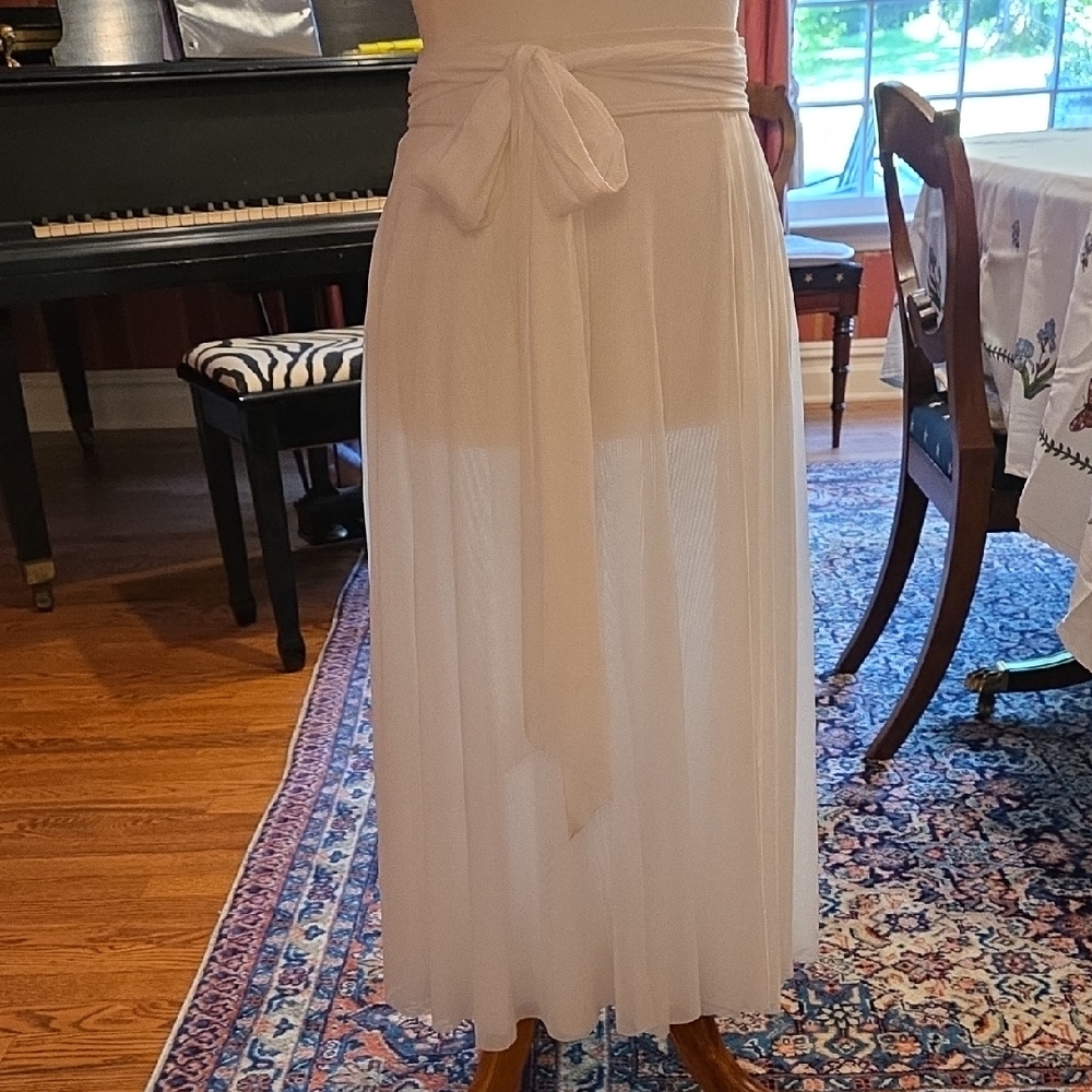 White Mesh Midi Skirt
